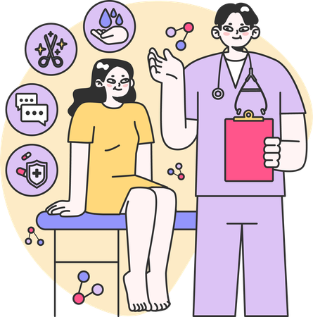 Doctor showing disease treatment  Illustration