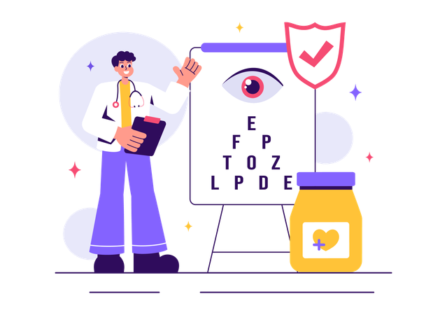 Doctor showing eye test chart  Illustration