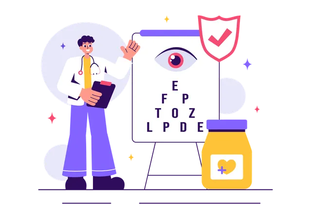 Doctor showing eye test chart  Illustration