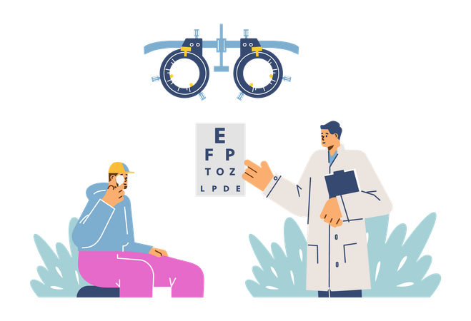 Doctor showing Eyesight check process  Illustration