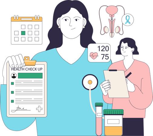 Doctor showing health report  イラスト