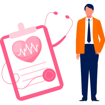Doctor showing healthy heart report results  Illustration