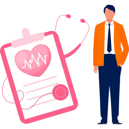 Doctor showing healthy heart report results  Illustration