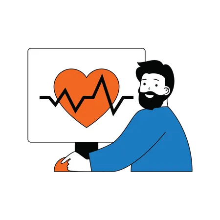 Doctor showing heartbeat on screen  Illustration