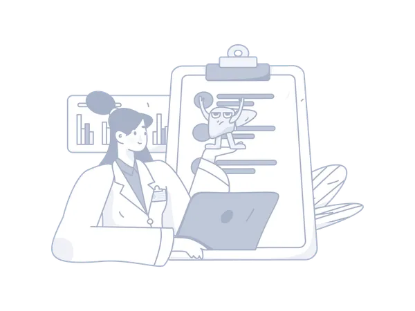 Doctor showing liver checkup report  Illustration