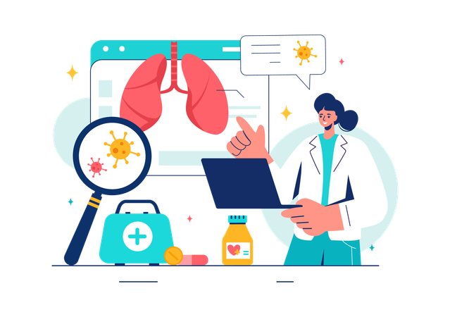 Doctor showing lungs report  Illustration