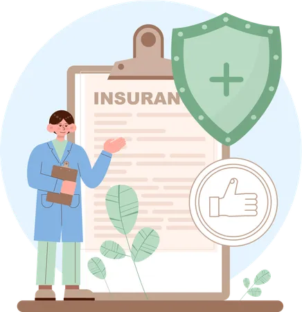 Doctor showing medical insurance  Illustration