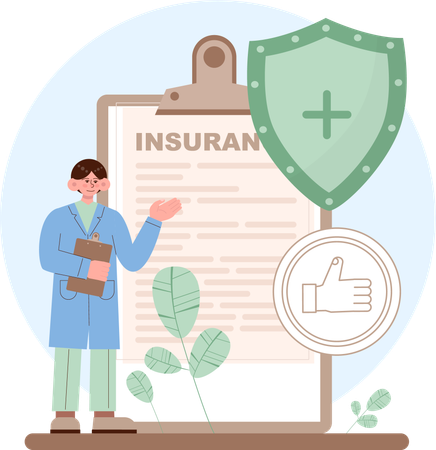 Doctor showing medical insurance  Illustration