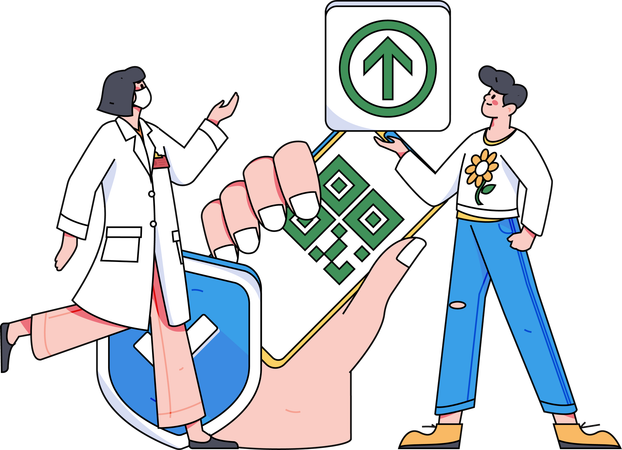 Doctor showing medical insurance payment to patient  Illustration