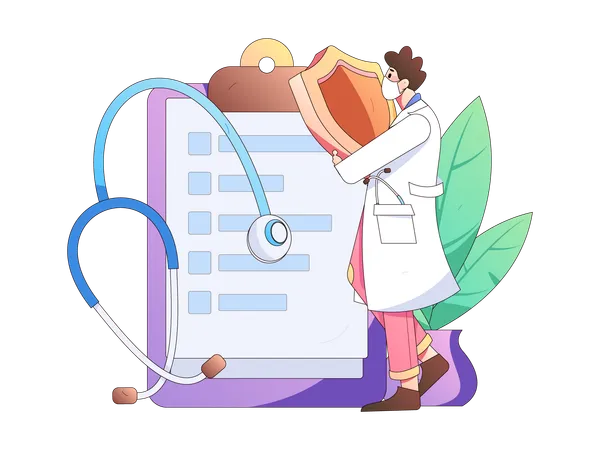 Doctor showing Medical insurance Policy  Illustration
