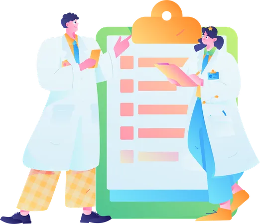 Doctor showing medical report  Illustration