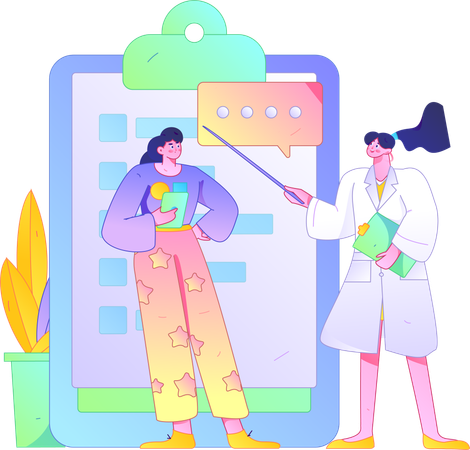 Doctor showing medical report  Illustration