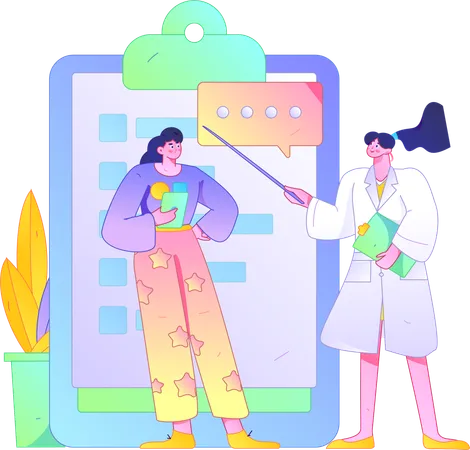 Doctor showing medical report  Illustration