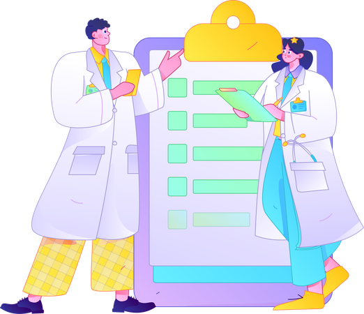 Doctor showing medical report  Illustration