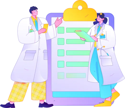 Doctor showing medical report  Illustration