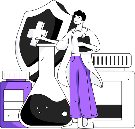 Doctor showing medicine and medical insurance  Illustration