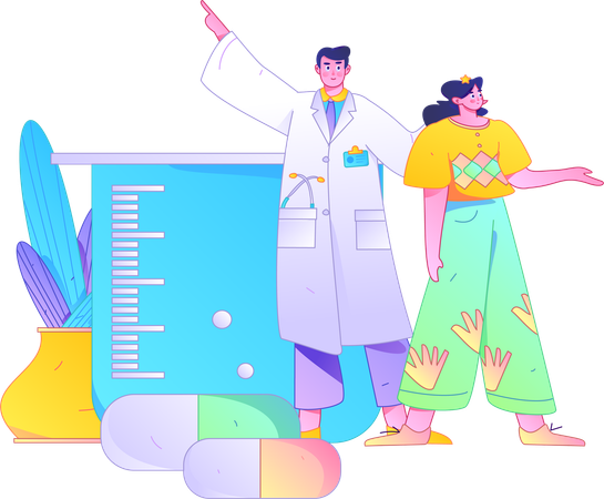 Doctor showing medicine  Illustration