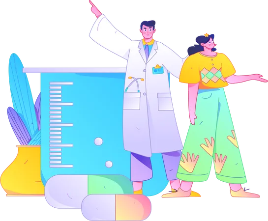 Doctor showing medicine  Illustration