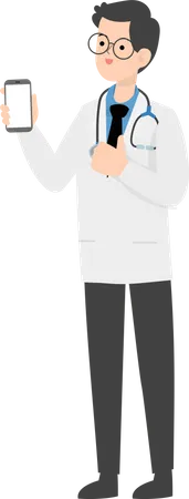 Doctor showing mobile  Illustration