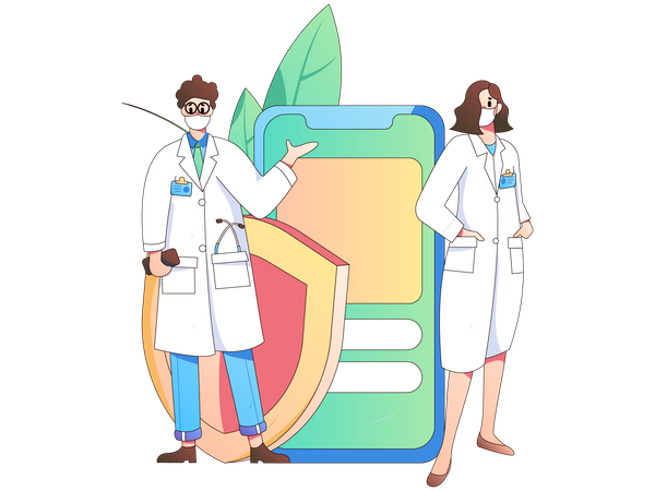 Doctor showing online health insurance  Illustration