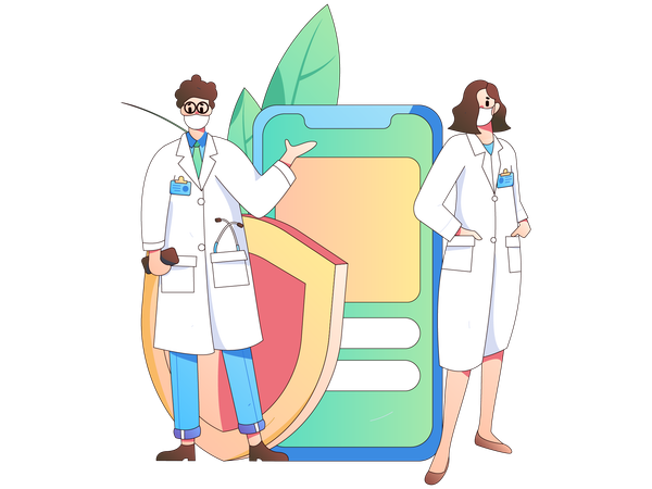 Doctor showing online health insurance  Illustration