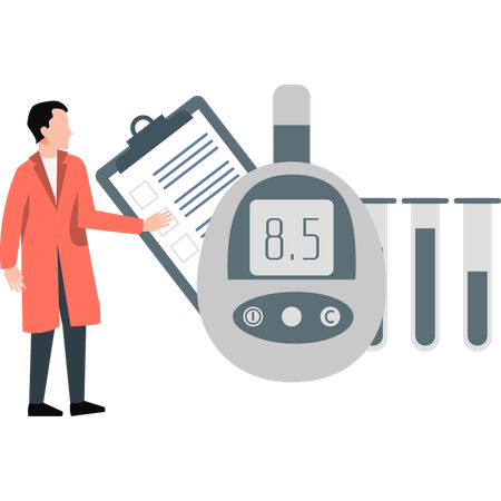 Doctor showing patient sugar level  Illustration