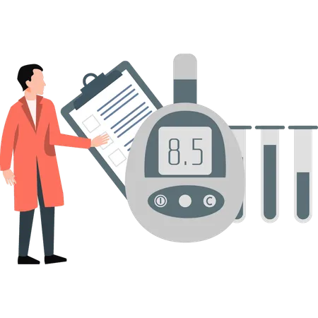 Doctor showing patient sugar level  Illustration