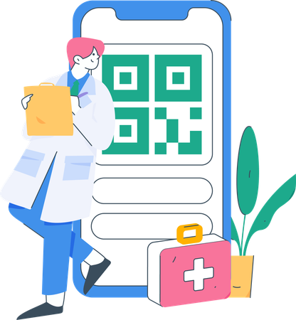 Doctor showing qr code for payment  Illustration