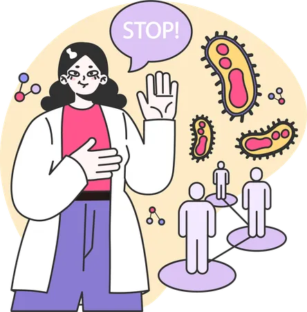 Doctor showing stop corona  Illustration