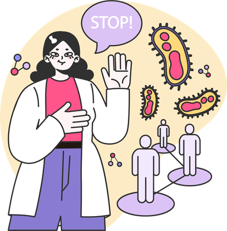 Doctor showing stop corona  Illustration