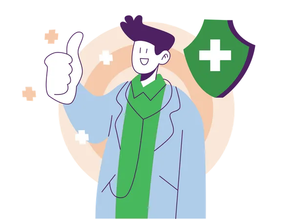 Doctor showing thumbs up Illustration