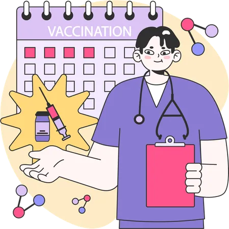 Doctor showing vaccine schedule  Illustration