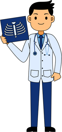 Boy showing lungs xray  Illustration