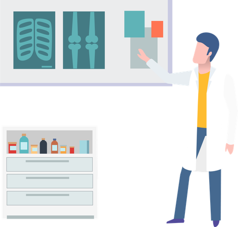 Doctor Showing X rays report  Illustration