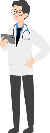 Doctor sosteniendo tableta  Ilustración