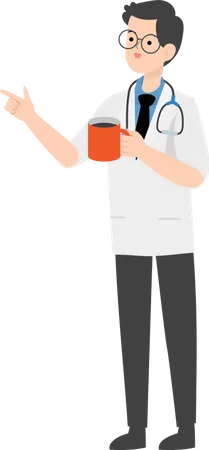 Doctor sosteniendo una taza de té  Ilustración