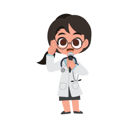 Doctor speaking with microphone making medical announcement  Illustration