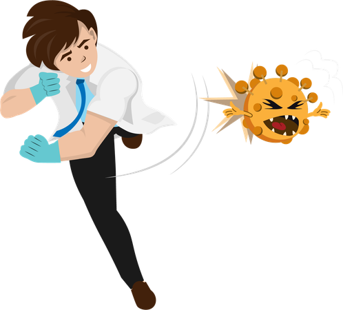 Doctor stand firm in preventing the virus  Illustration