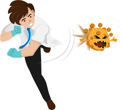 Doctor stand firm in preventing the virus  Illustration