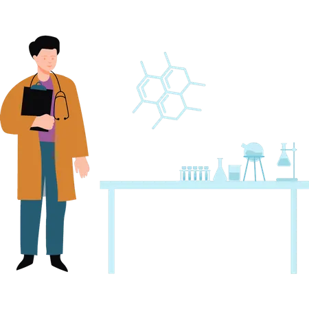Doctor standing in lab  Illustration
