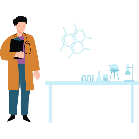 Doctor standing in lab  Illustration