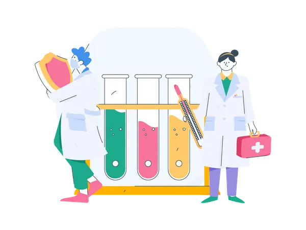 Doctor standing in laboratory  Illustration