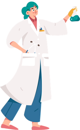 Doctor standing with chemical beaker  Illustration