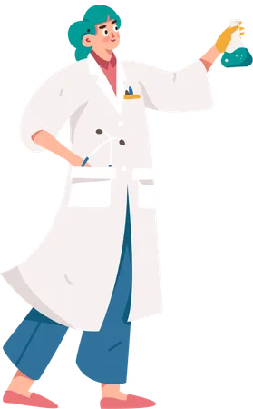 Doctor standing with chemical beaker  Illustration