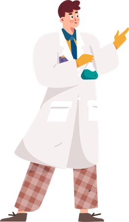 Doctor standing with chemical flask  Illustration