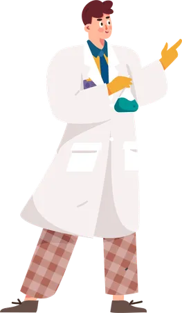 Doctor standing with chemical flask  Illustration