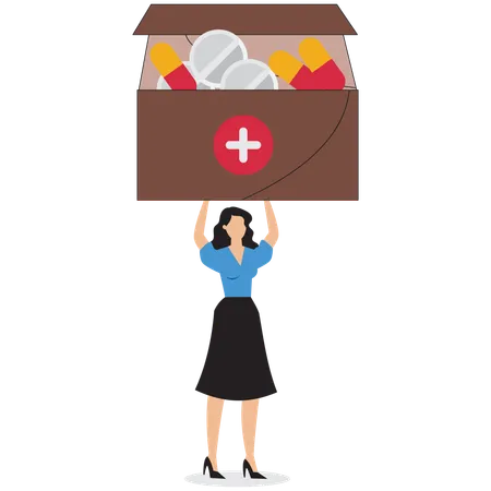 Doctor standing with medicine box  Illustration