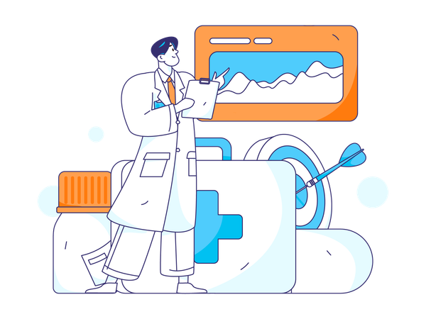 Doctor standing with reports  Illustration