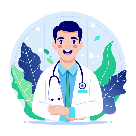 Doctor standing with stethoscope  Illustration