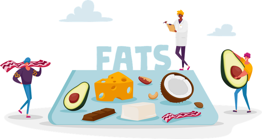 Doctor suggesting food which is low in fats Illustration